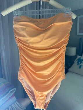 Peach Ruched One-Piece Swimsuit